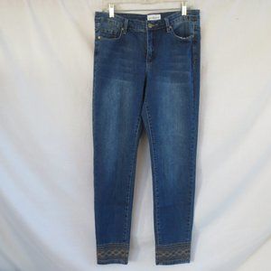 Peck & Peck Embroidered High Waist Faded Dark Wash Stretch Skinny Jeans Size 8